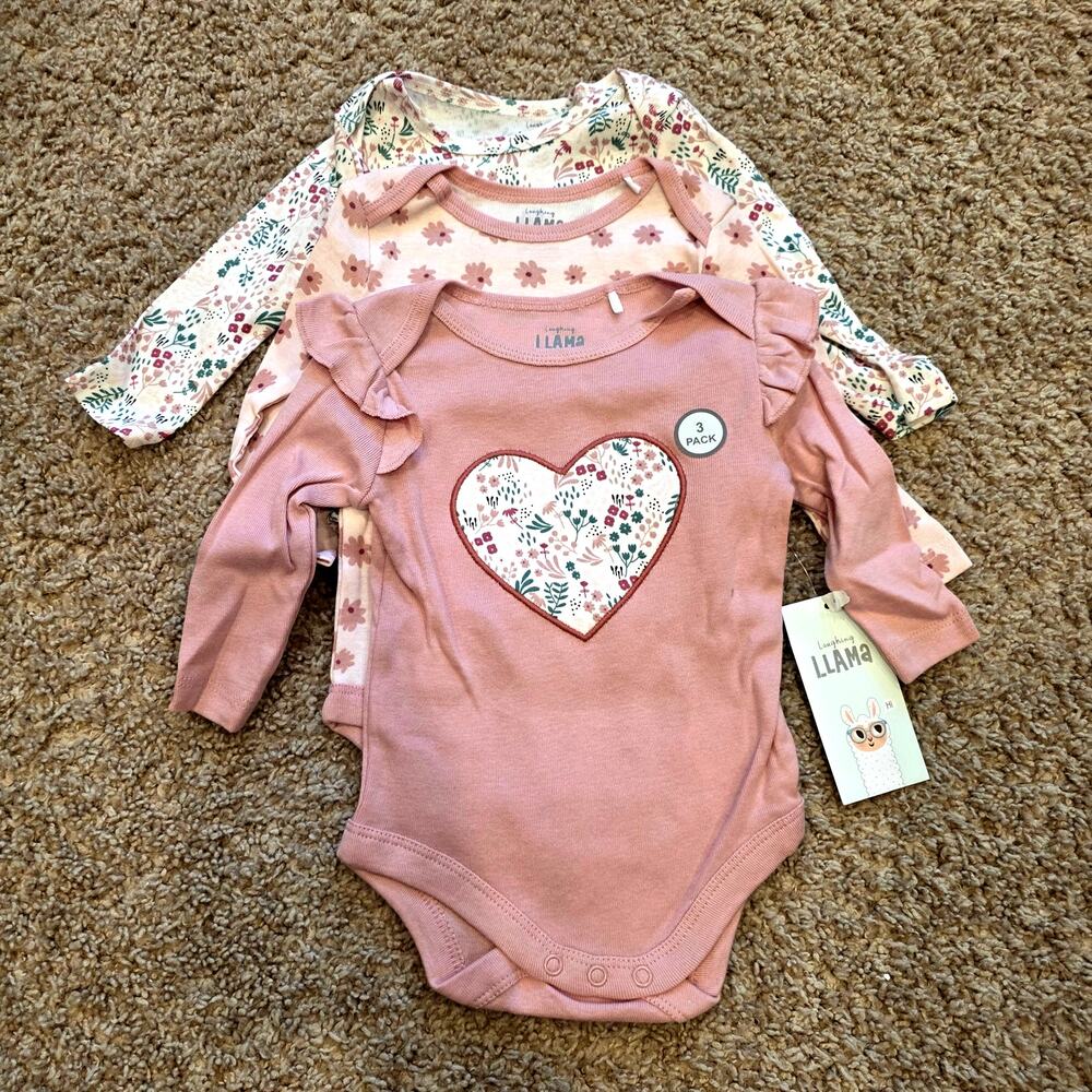 NWT Luaghing Llama long sleeve body suits sz 3mo